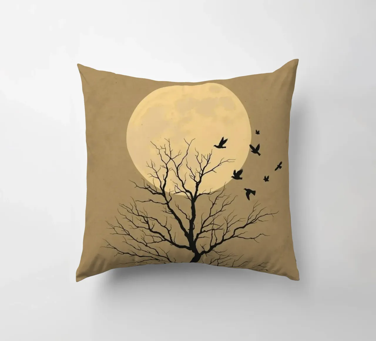 Silhouette di albero con luna piena cuscino da DesignArt