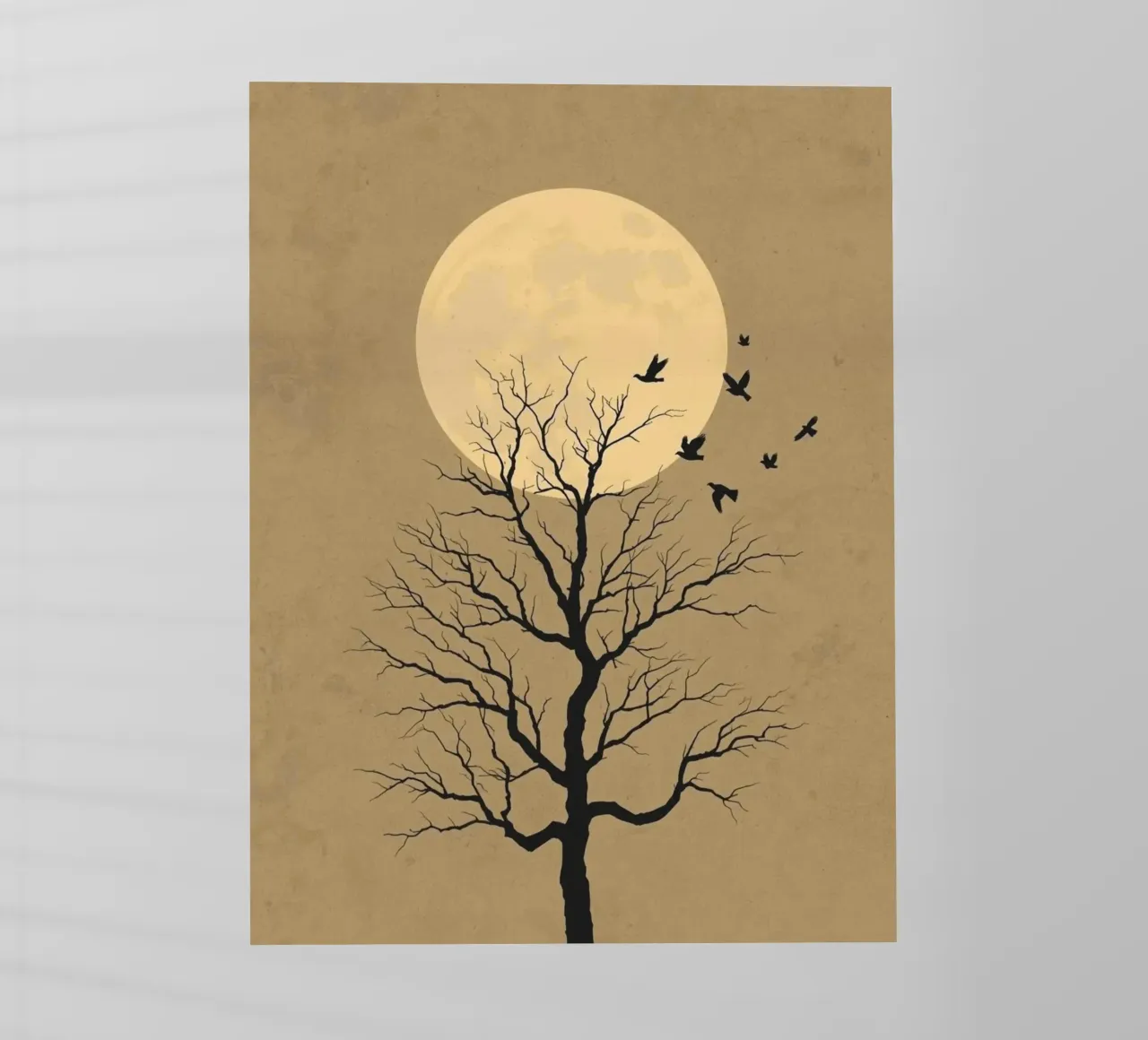 Silhouette di albero con luna piena pellicola backlit da DesignArt