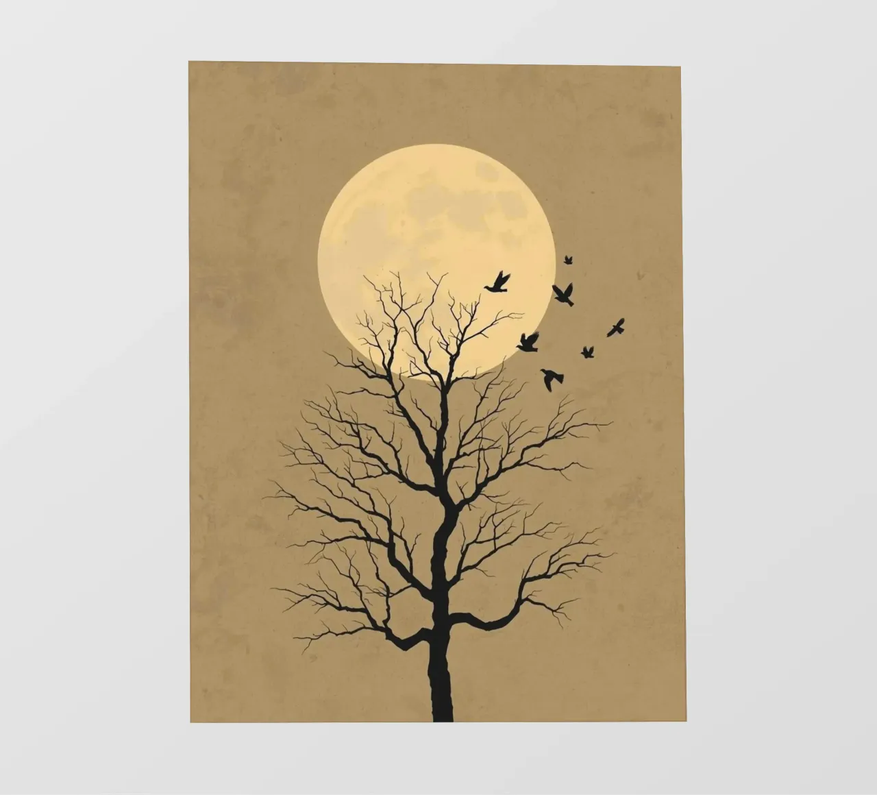 Silhouette di albero con luna piena pellicola backlit da DesignArt