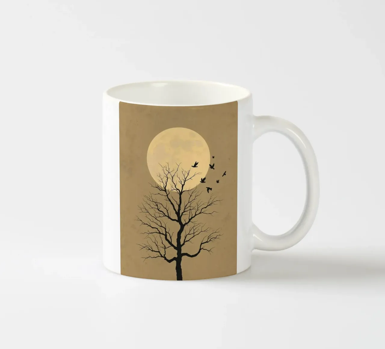 Silhouette di albero con luna piena tazza in ceramica da DesignArt