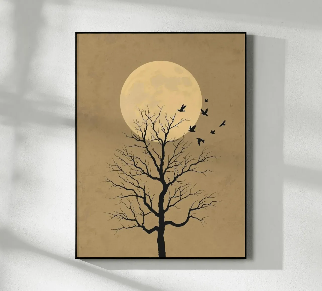 Silhouette di albero con luna piena plexiglass da DesignArt