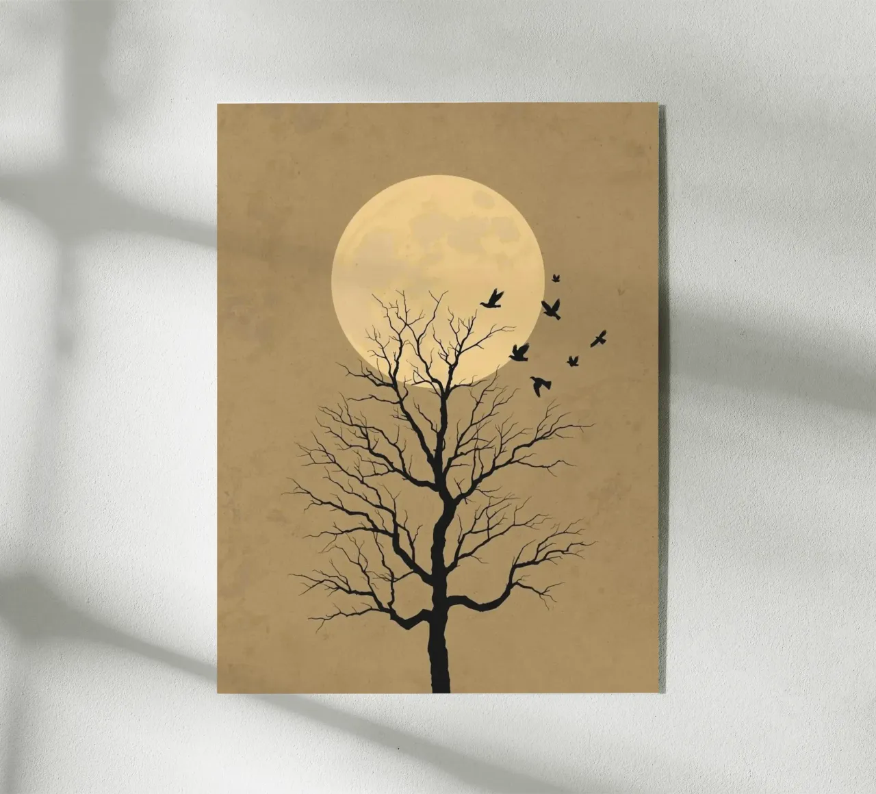 Silhouette di albero con luna piena plexiglass da DesignArt