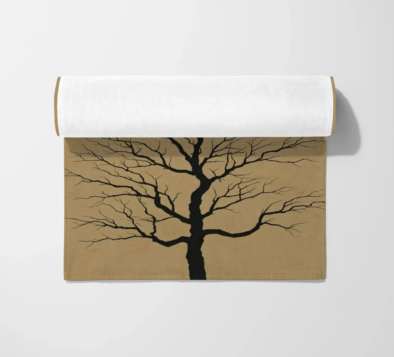 Silhouette di albero con luna piena telo mare da DesignArt