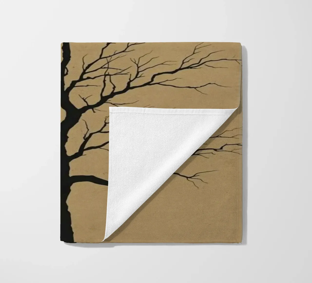 Silhouette di albero con luna piena telo mare da DesignArt