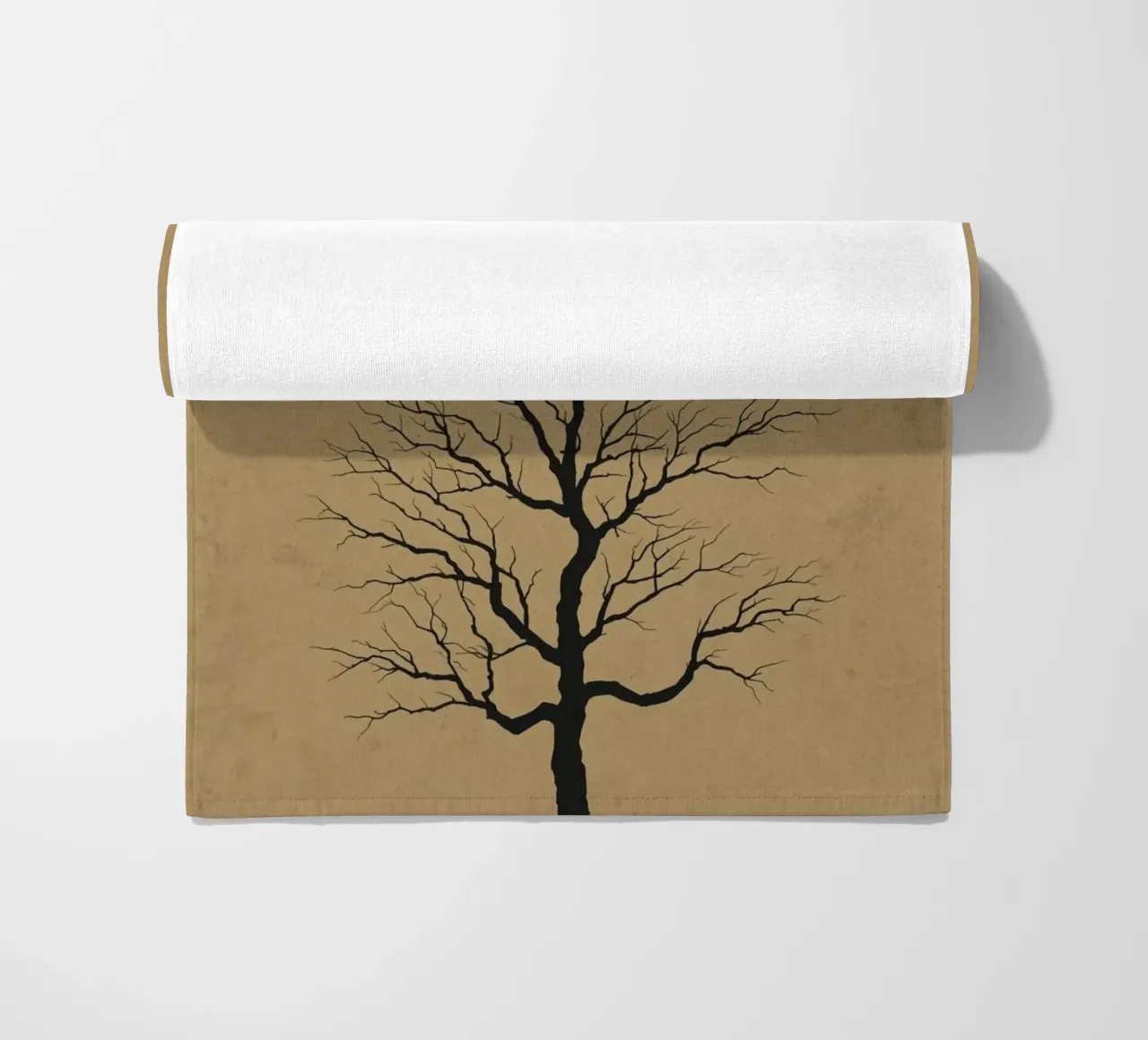 Silhouette di albero con luna piena telo mare da DesignArt