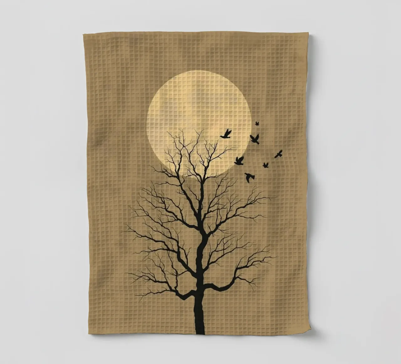 Silhouette di albero con luna piena canovaccio da cucina da DesignArt