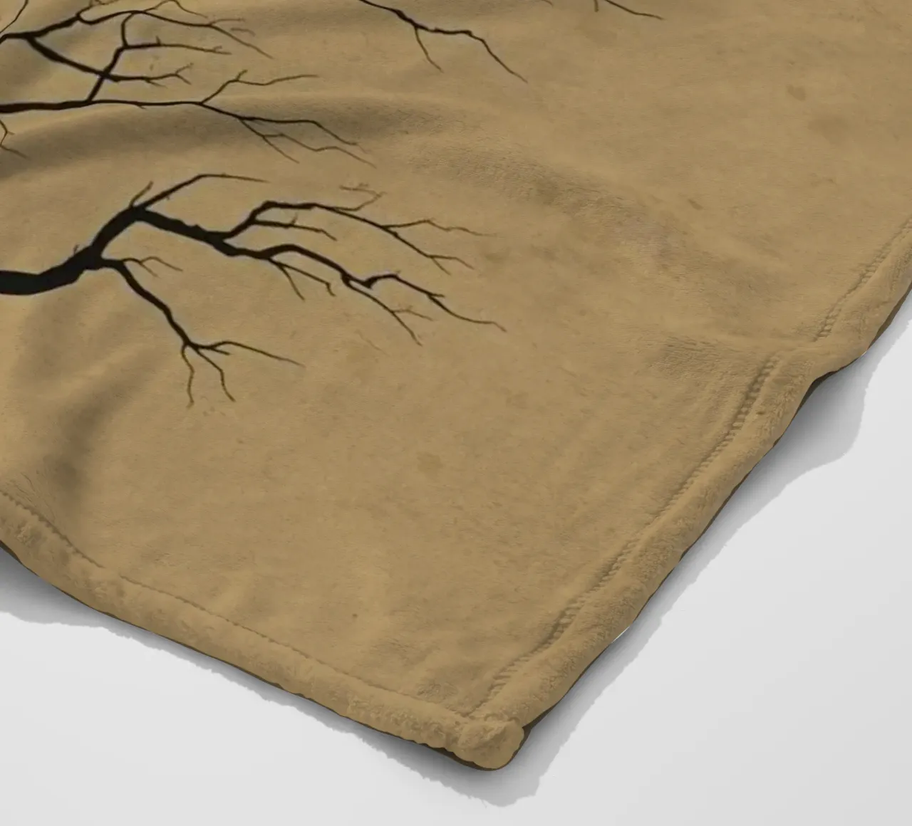 Silhouette di albero con luna piena coperta in pile da DesignArt