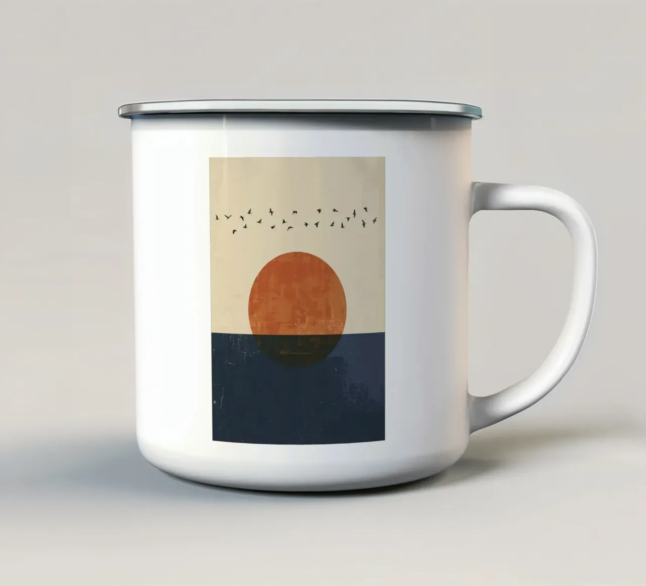 Tramonto astratto sull'acqua tazza in smalto da DesignArt