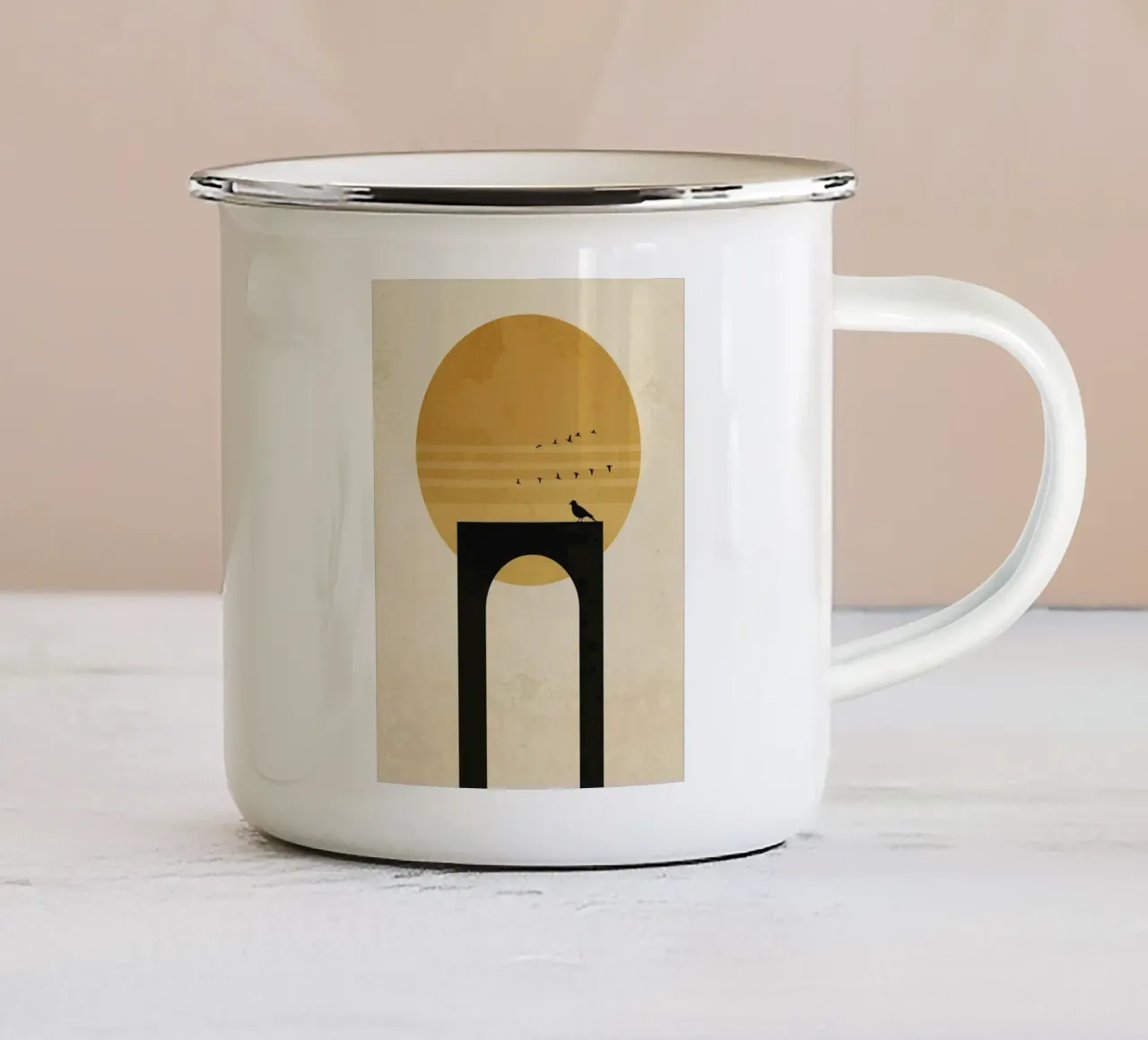 Cancello Horizon di metà secolo tazza in smalto da DesignArt