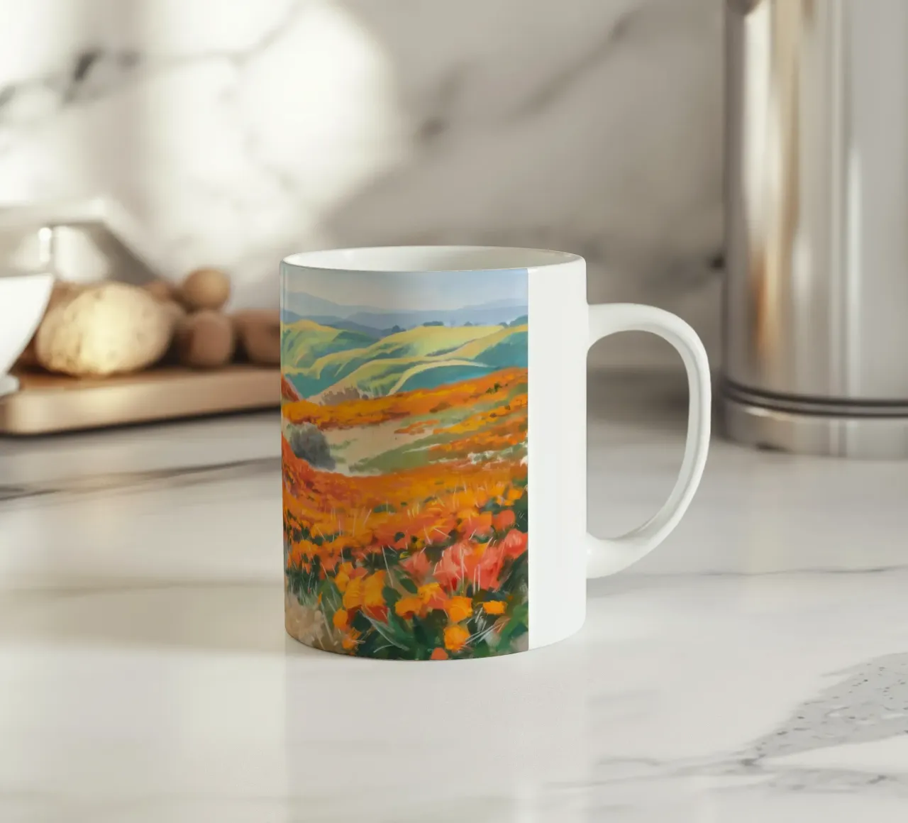 Colline d'autunno in fiamme tazza in ceramica da Angkasa Mist