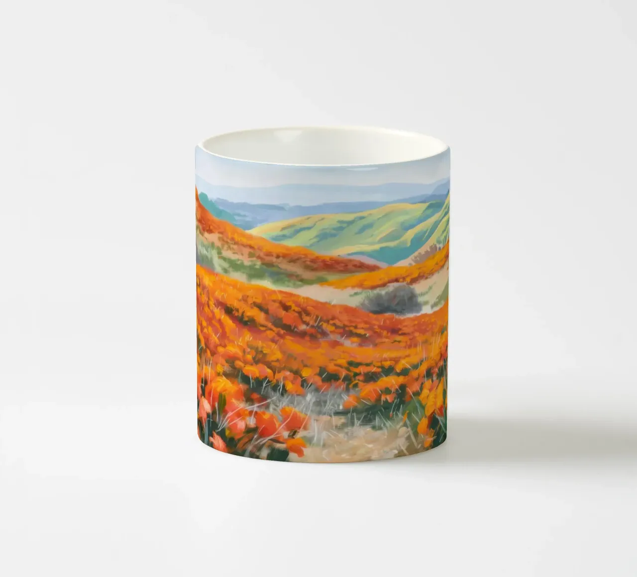 Colline d'autunno in fiamme tazza in ceramica da Angkasa Mist