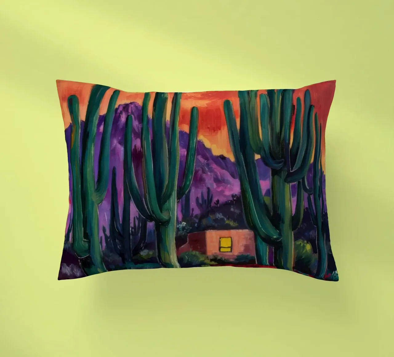 Notturno di cactus cremisi cuscino da Angkasa Mist