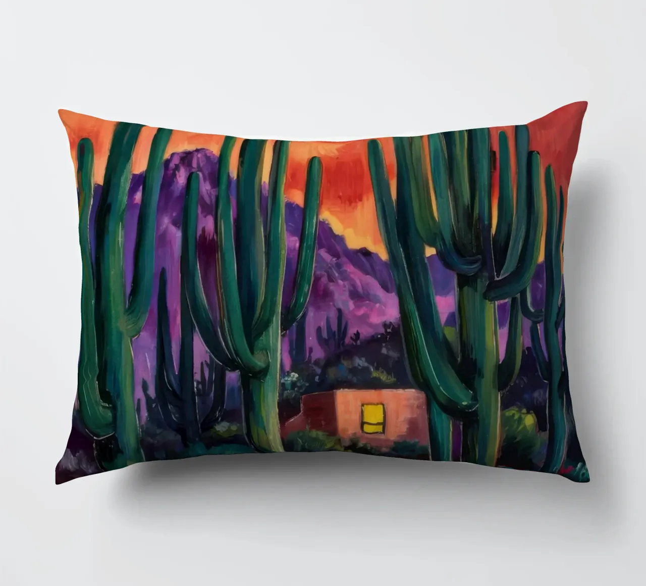 Notturno di cactus cremisi cuscino da Angkasa Mist
