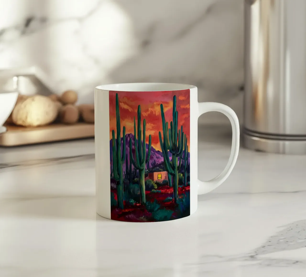 Notturno di cactus cremisi tazza in ceramica da Angkasa Mist