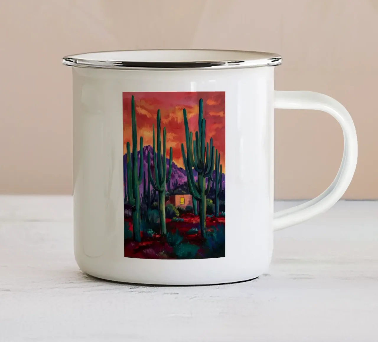 Notturno di cactus cremisi tazza in smalto da Angkasa Mist