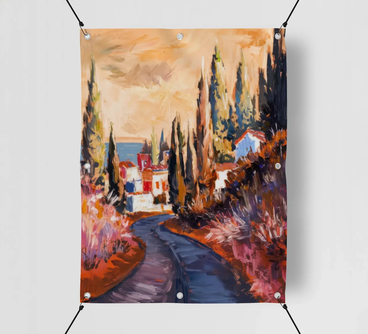 Strada dei cipressi Crepuscolo telo in pvc da Angkasa Mist