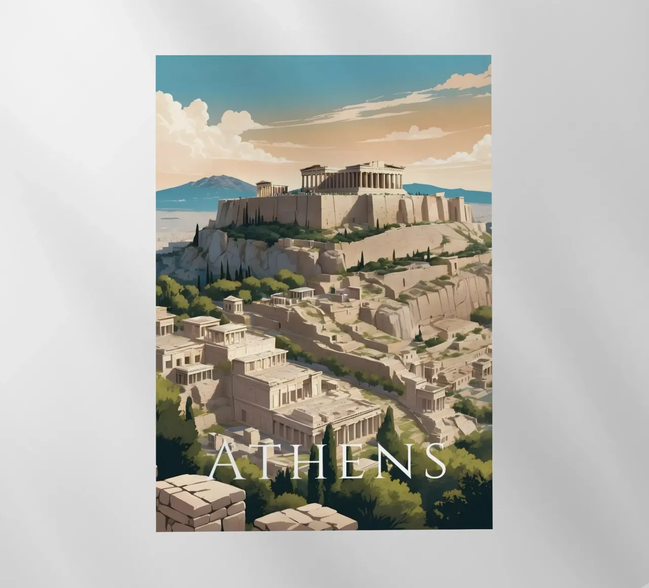Poster di viaggio Atene Grecia pellicola backlit da Charnwood Prints