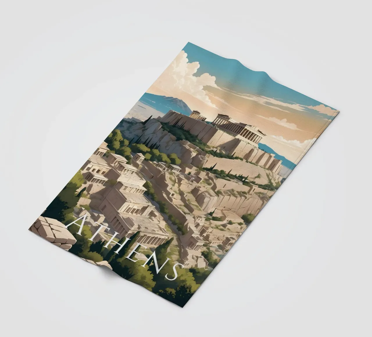 Poster di viaggio Atene Grecia coperta in pile da Charnwood Prints
