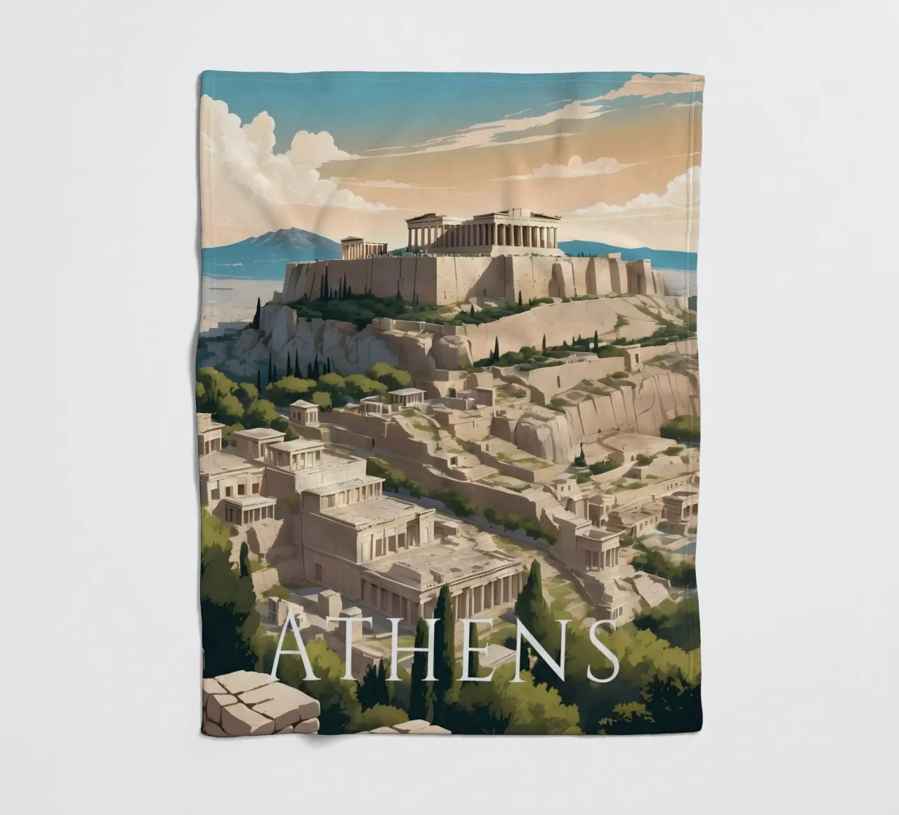 Poster di viaggio Atene Grecia coperta in pile da Charnwood Prints