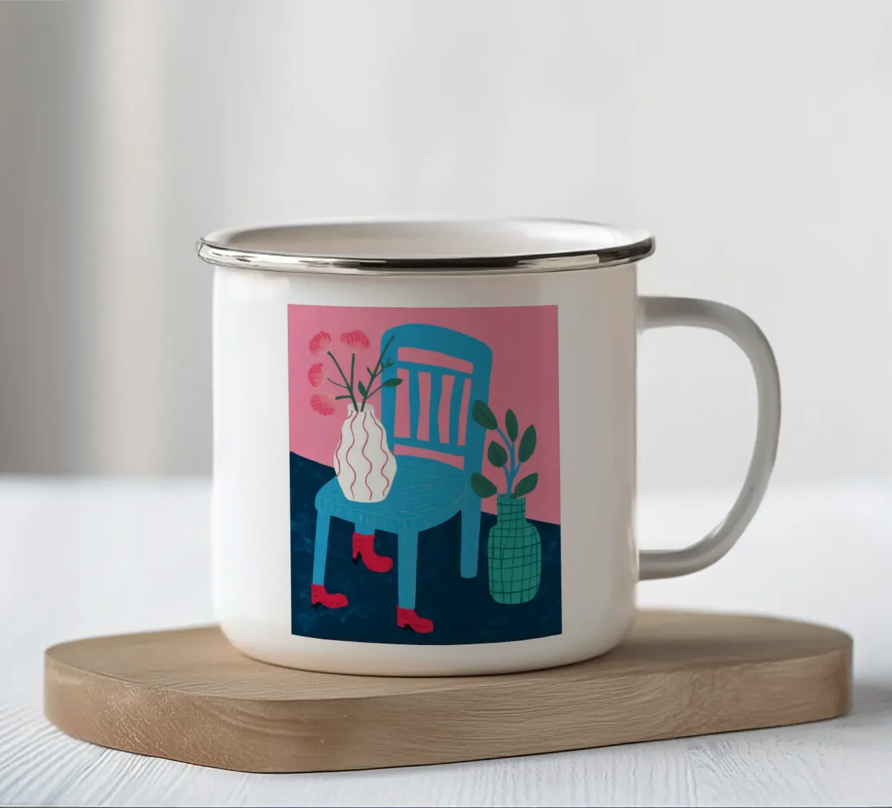 Sedia botanica Stillness tazza in smalto da Sky Velour