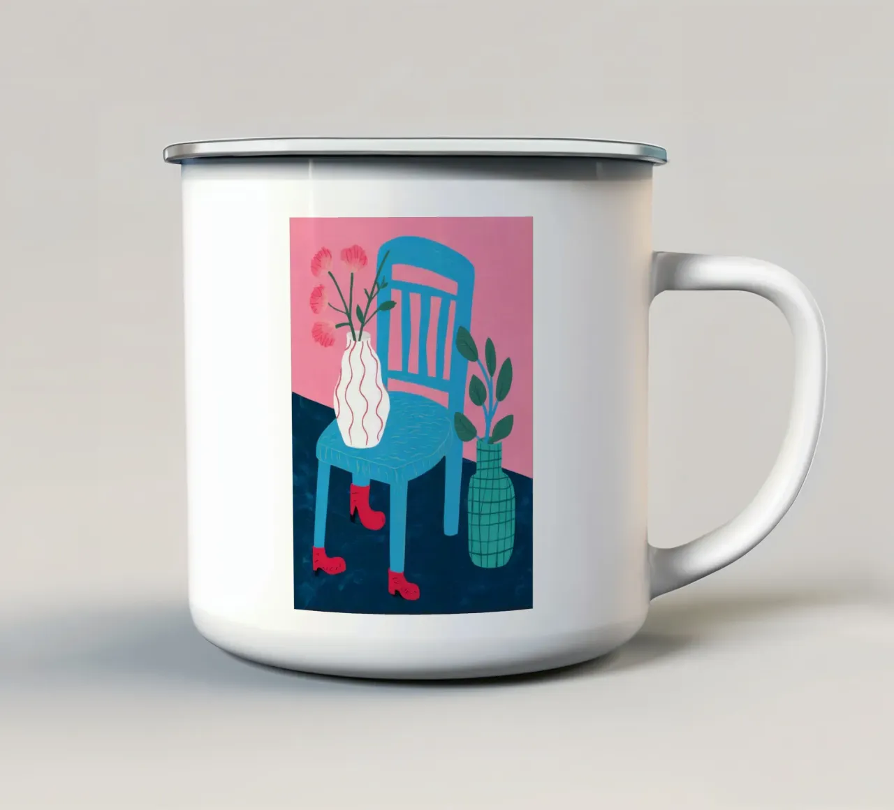 Sedia botanica Stillness tazza in smalto da Sky Velour