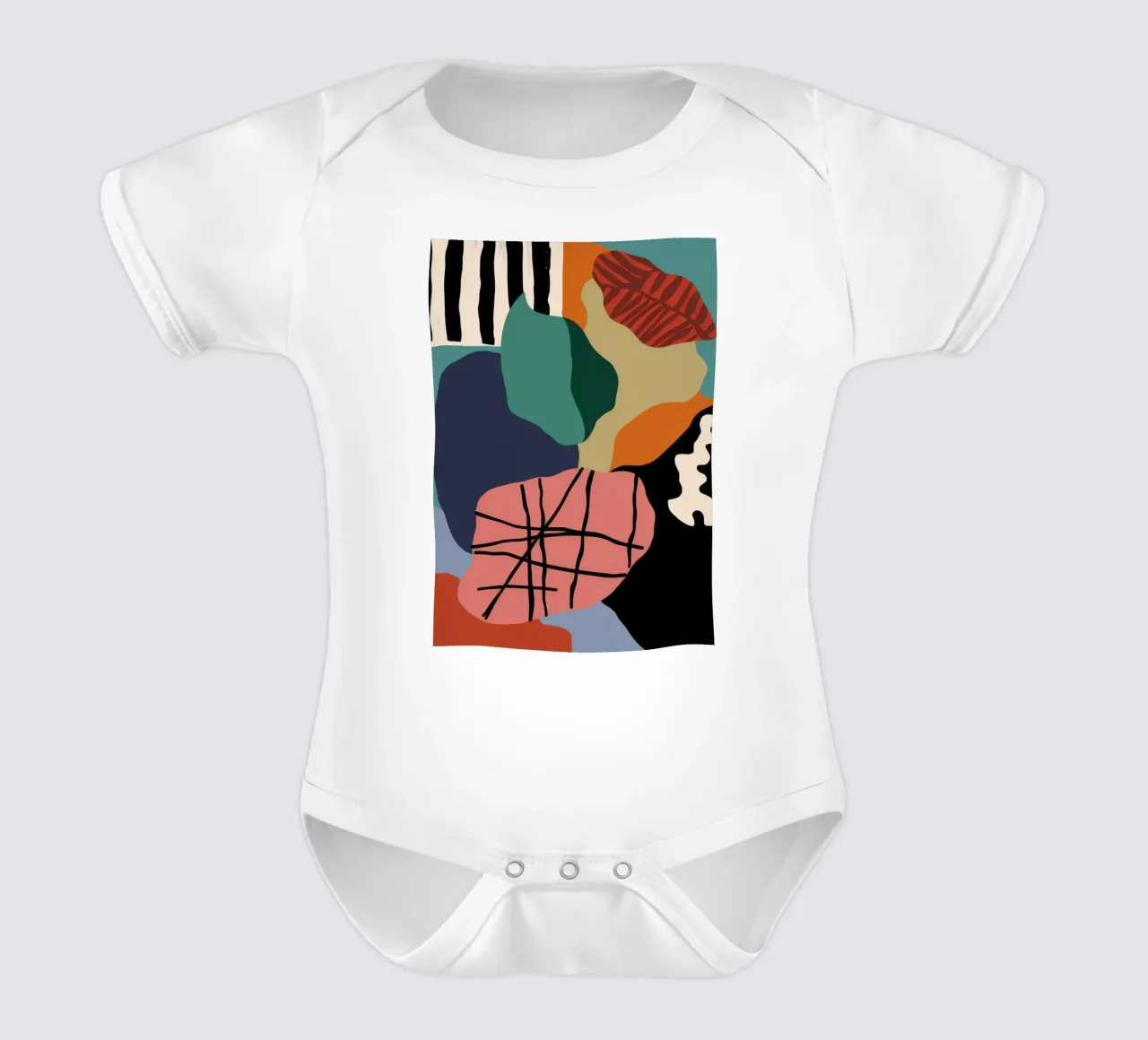 Noire abstracte compositie babyrompertje korte mouwen van Sky Velour