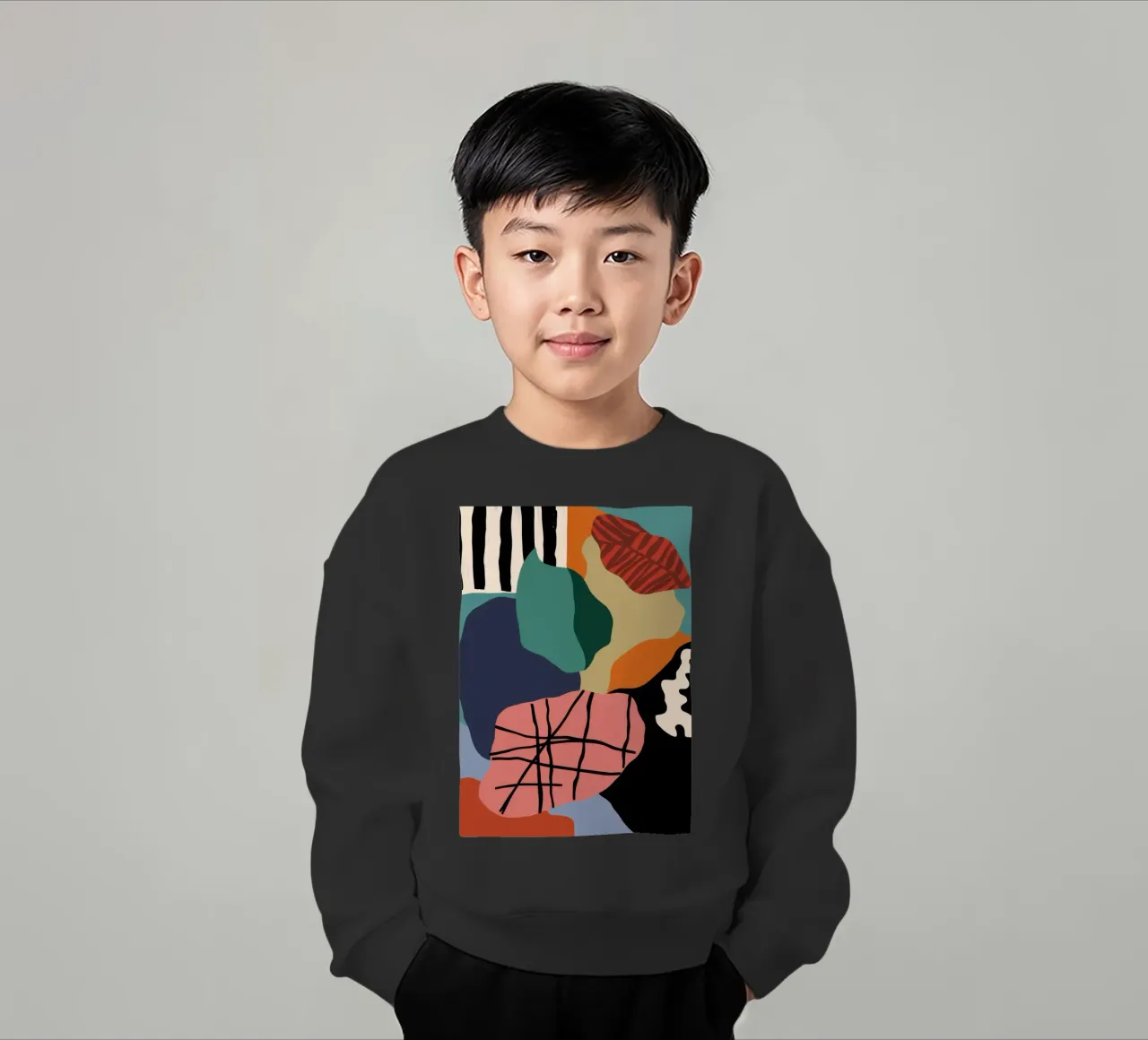 Noire Abstrakte Komposition Kinder Sweatshirt von Sky Velour