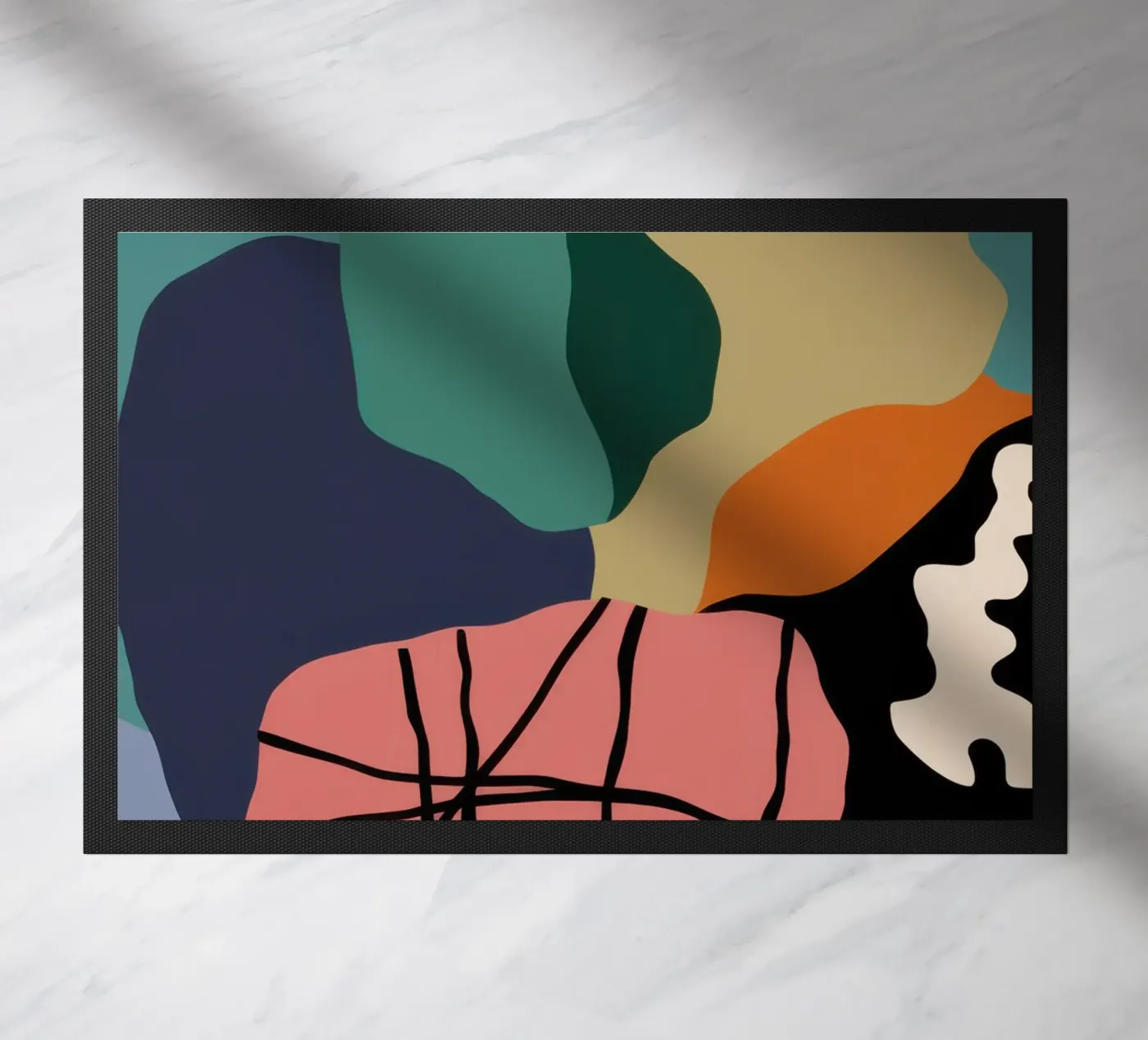 Noire Abstract Composition doormat by Sky Velour