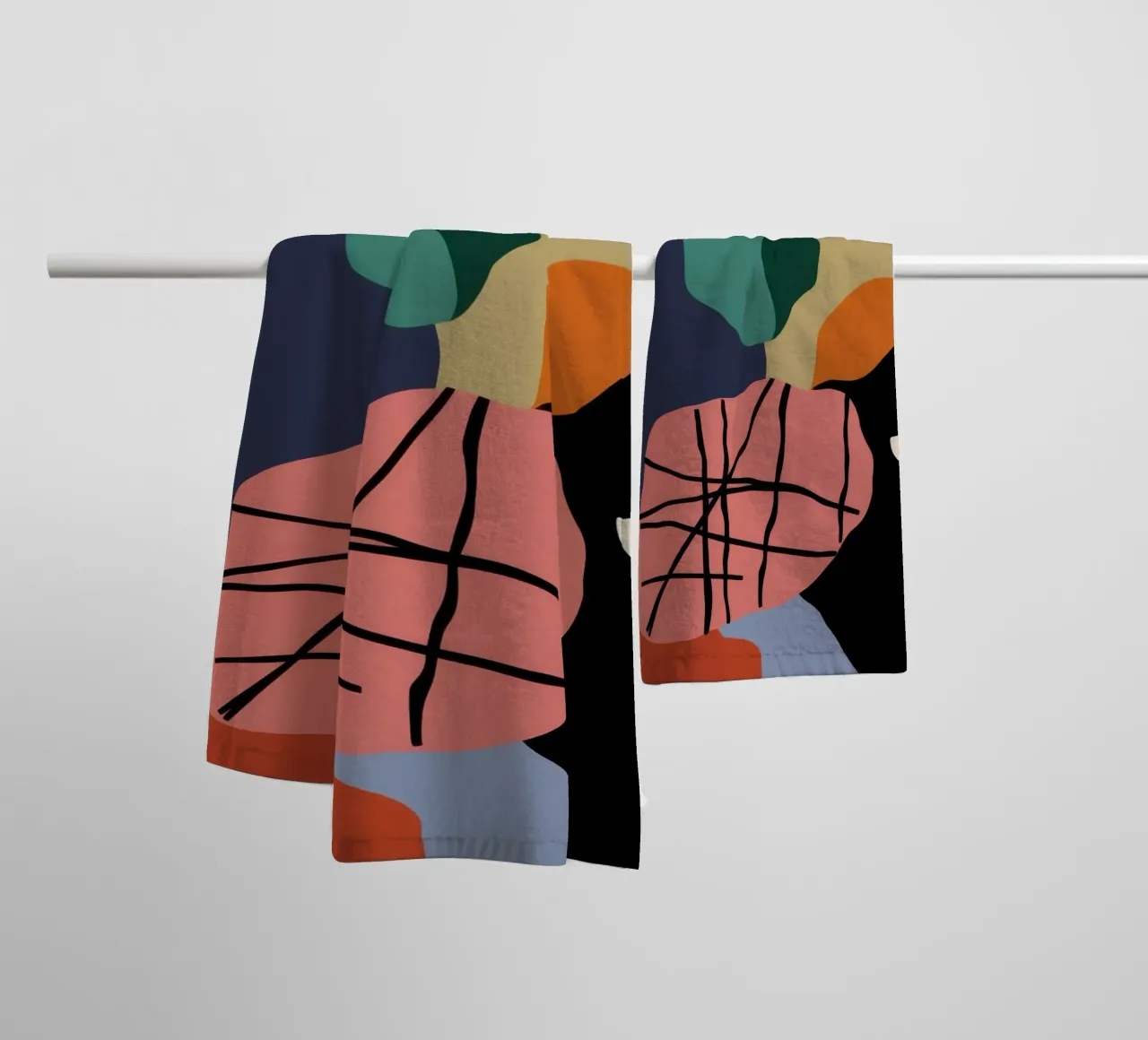 Noire abstracte compositie badhanddoek van Sky Velour