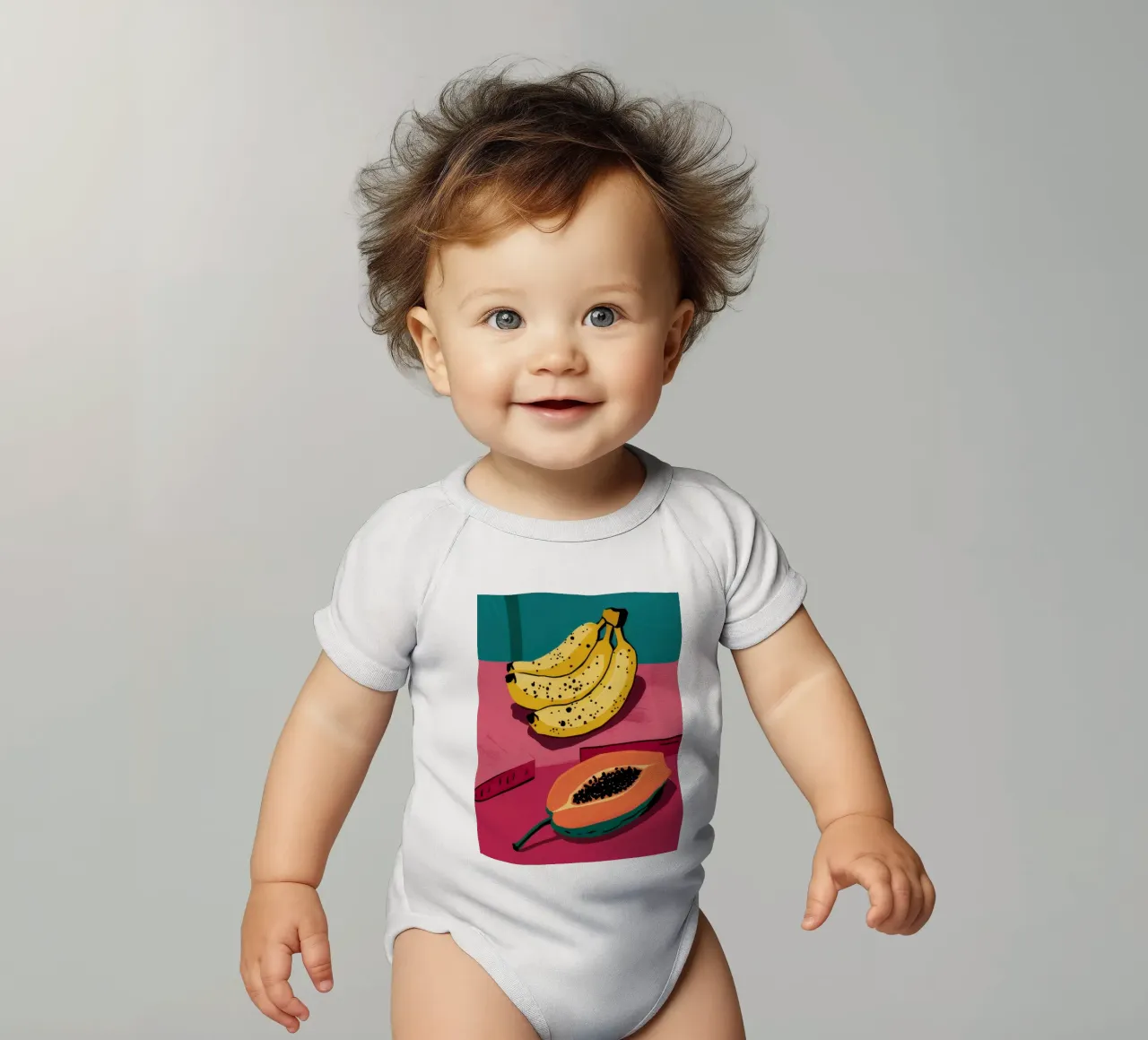 Piatto di frutta Pop Art body neonato maniche corte da Sky Velour