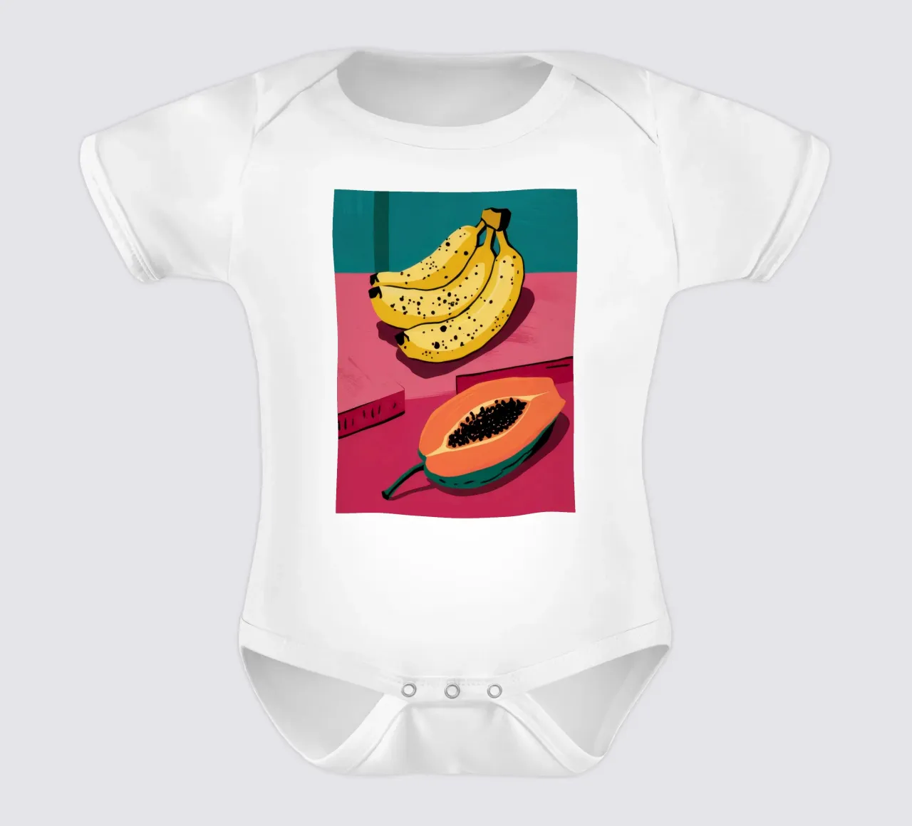Piatto di frutta Pop Art body neonato maniche corte da Sky Velour