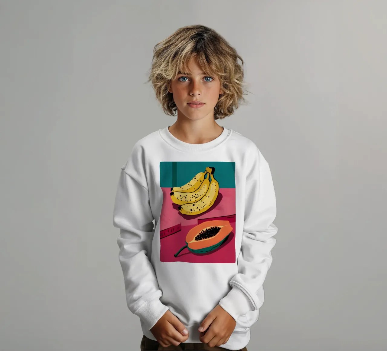 Piatto di frutta Pop Art felpa bambino da Sky Velour