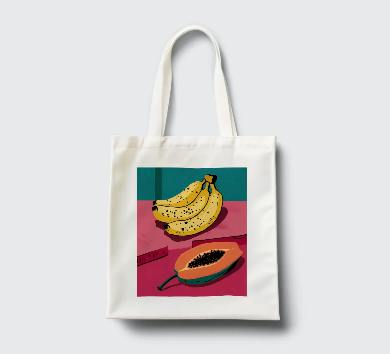 Piatto di frutta Pop Art borsa in juta da Sky Velour