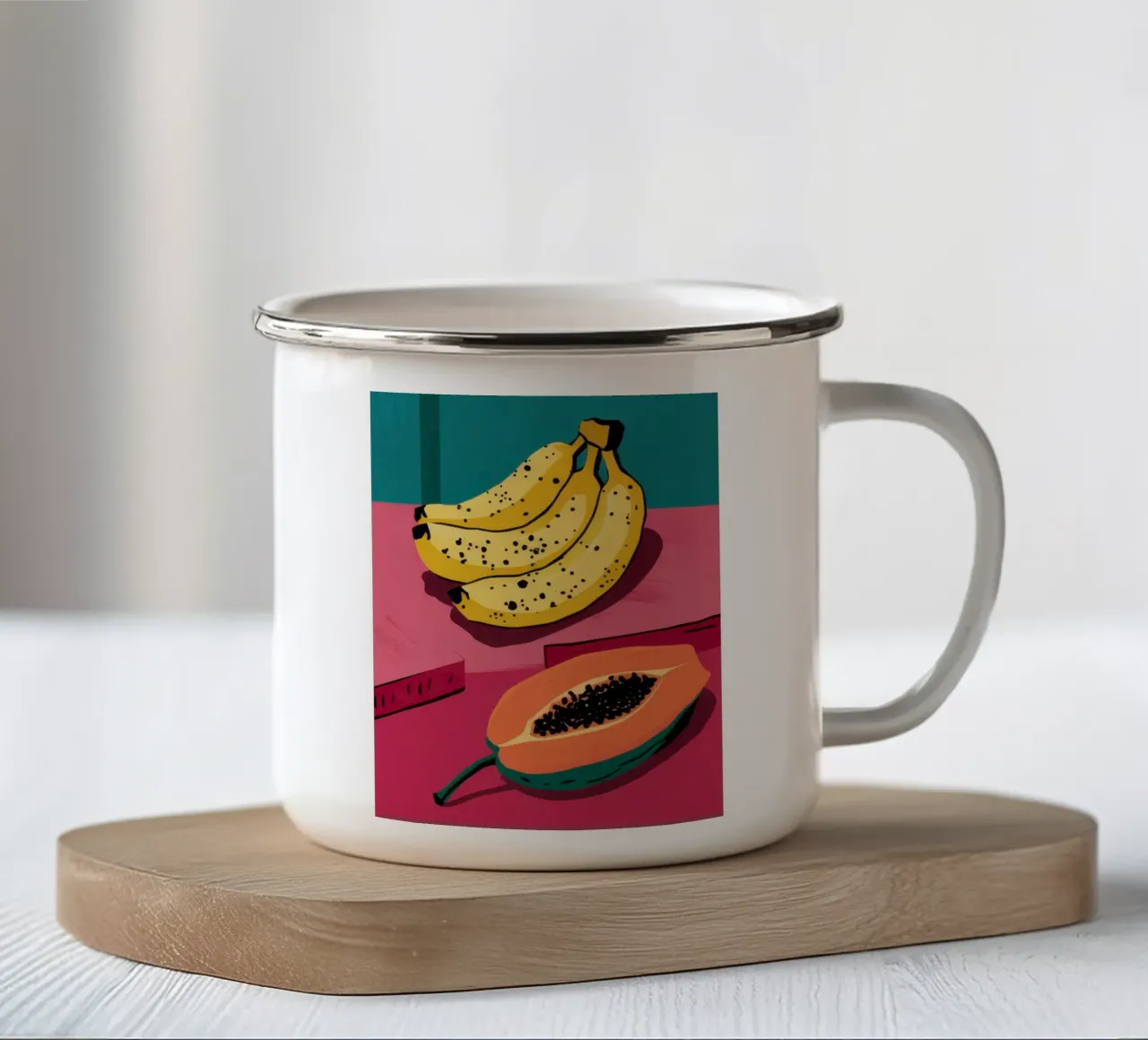 Piatto di frutta Pop Art tazza in smalto da Sky Velour