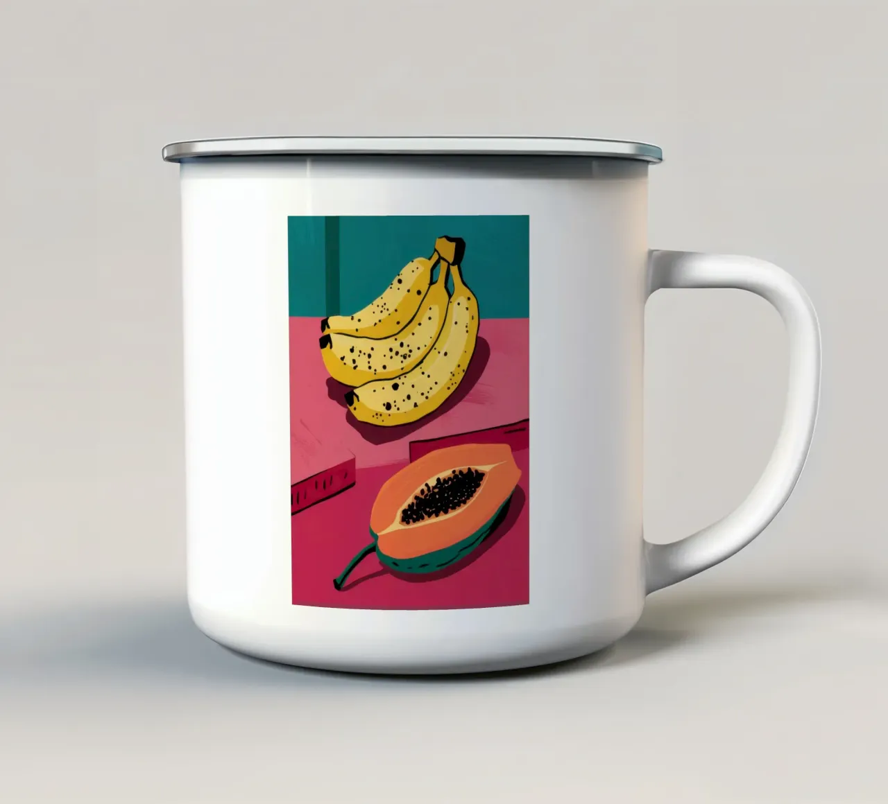 Piatto di frutta Pop Art tazza in smalto da Sky Velour