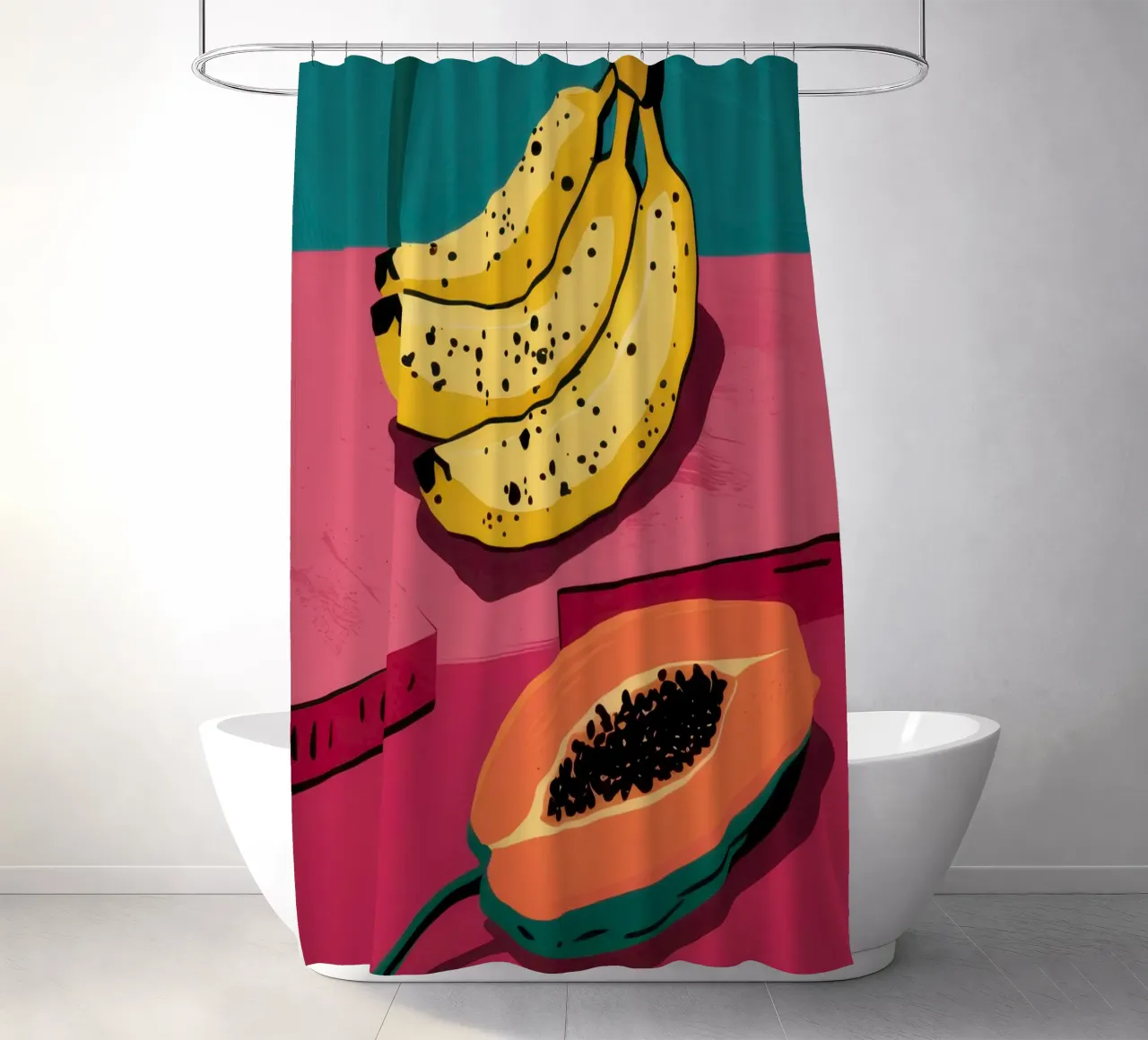 Piatto di frutta Pop Art tenda da doccia da Sky Velour
