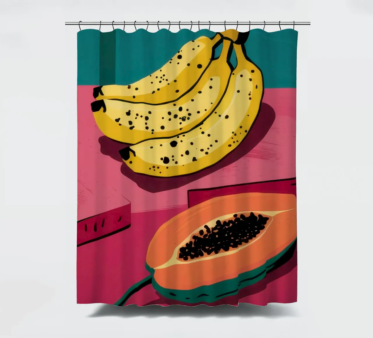 Piatto di frutta Pop Art tenda da doccia da Sky Velour
