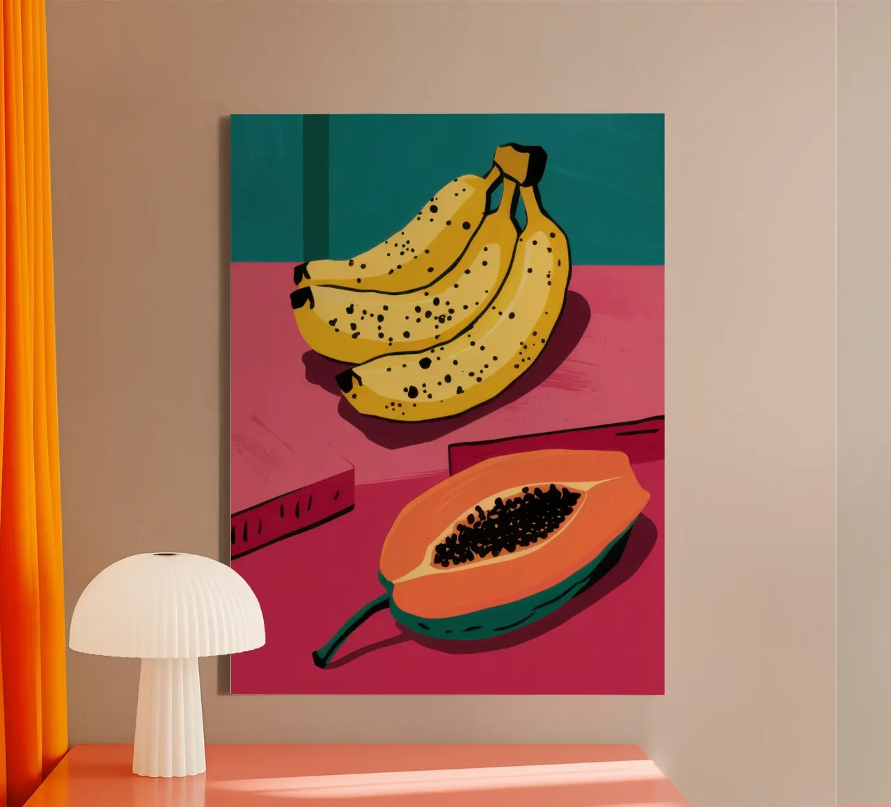 Piatto di frutta Pop Art tela da Sky Velour