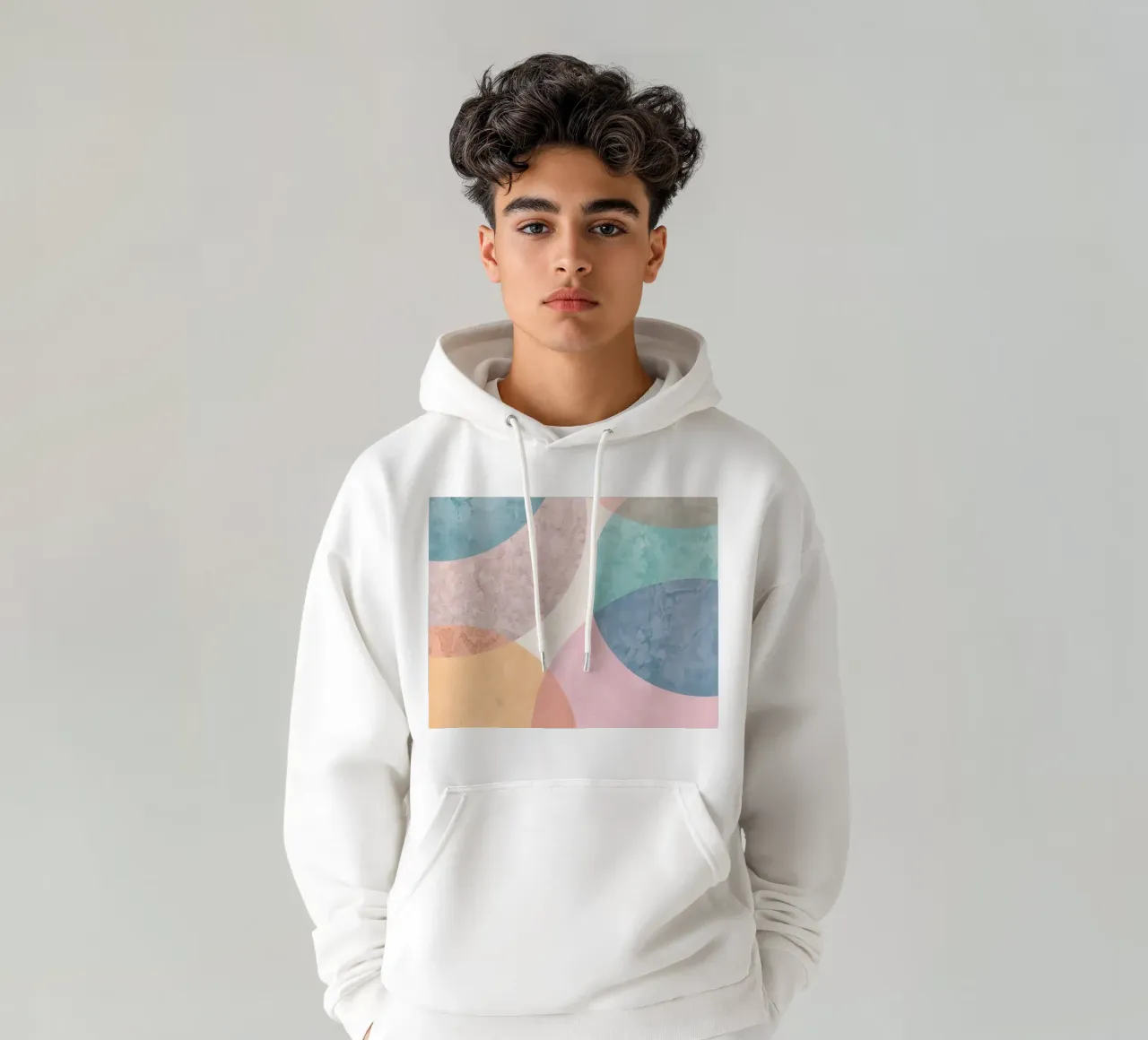 Cerchi astratti con colori pastello strutturati felpa con cappuccio da DesignDoodle