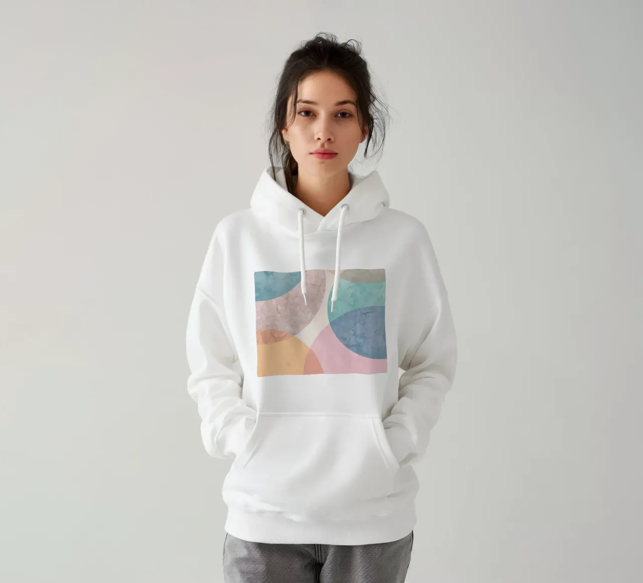 Cerchi astratti con colori pastello strutturati felpa con cappuccio da DesignDoodle