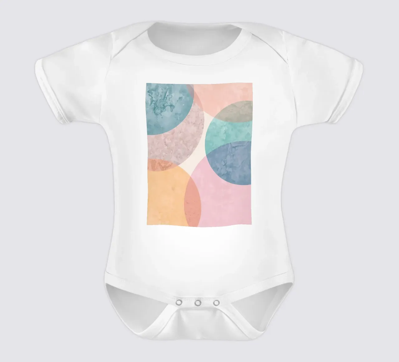 Abstracte cirkels met gestructureerde pastelkleuren babyrompertje korte mouwen van DesignDoodle