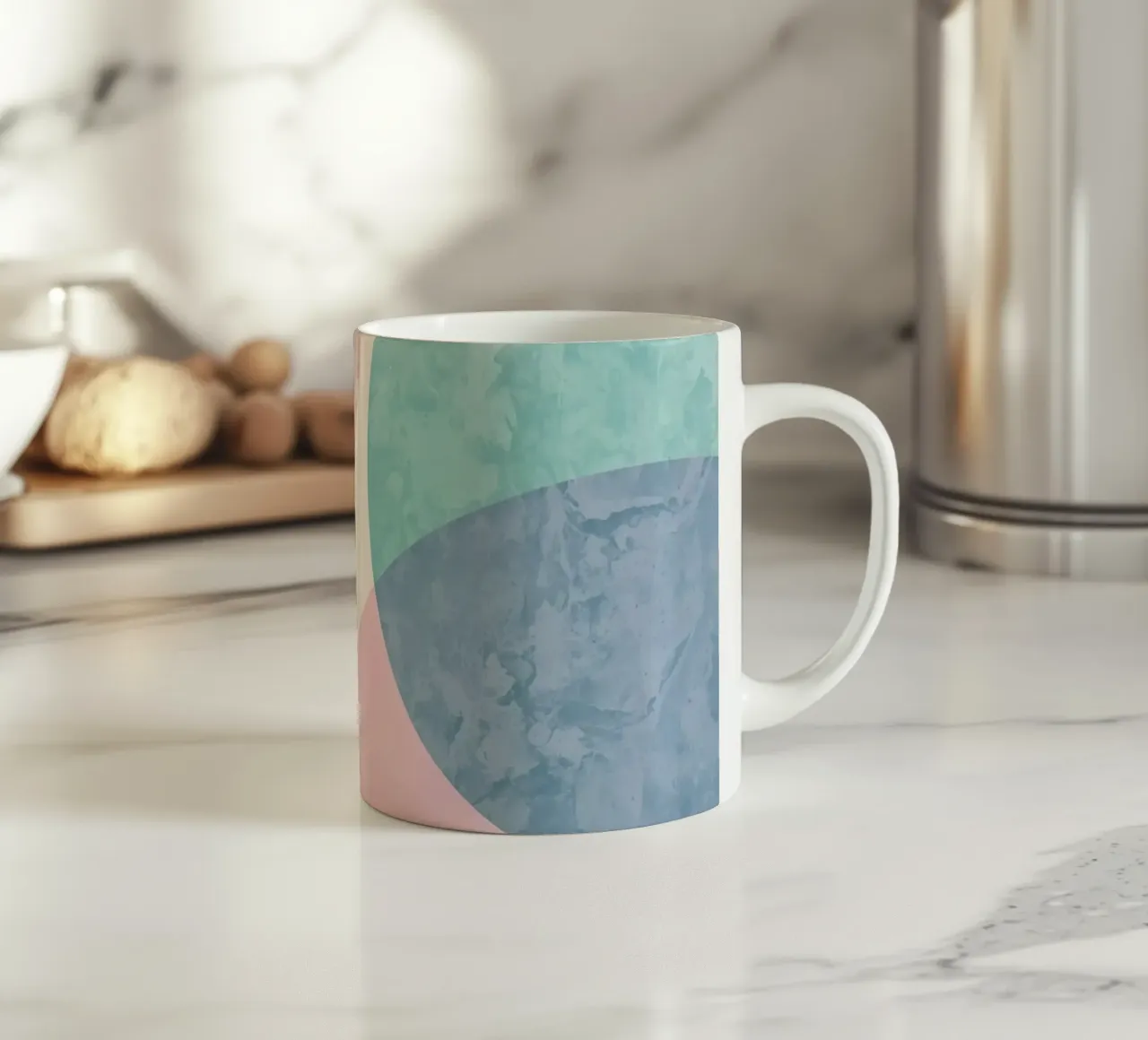 Abstracte cirkels met gestructureerde pastelkleuren keramische mok van DesignDoodle