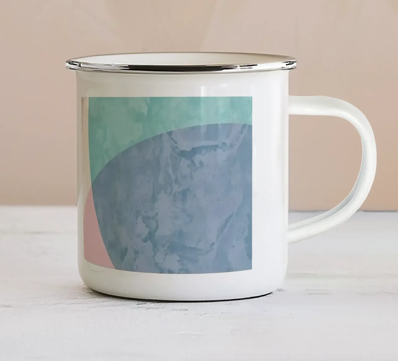 Abstracte cirkels met gestructureerde pastelkleuren emaille mok van DesignDoodle