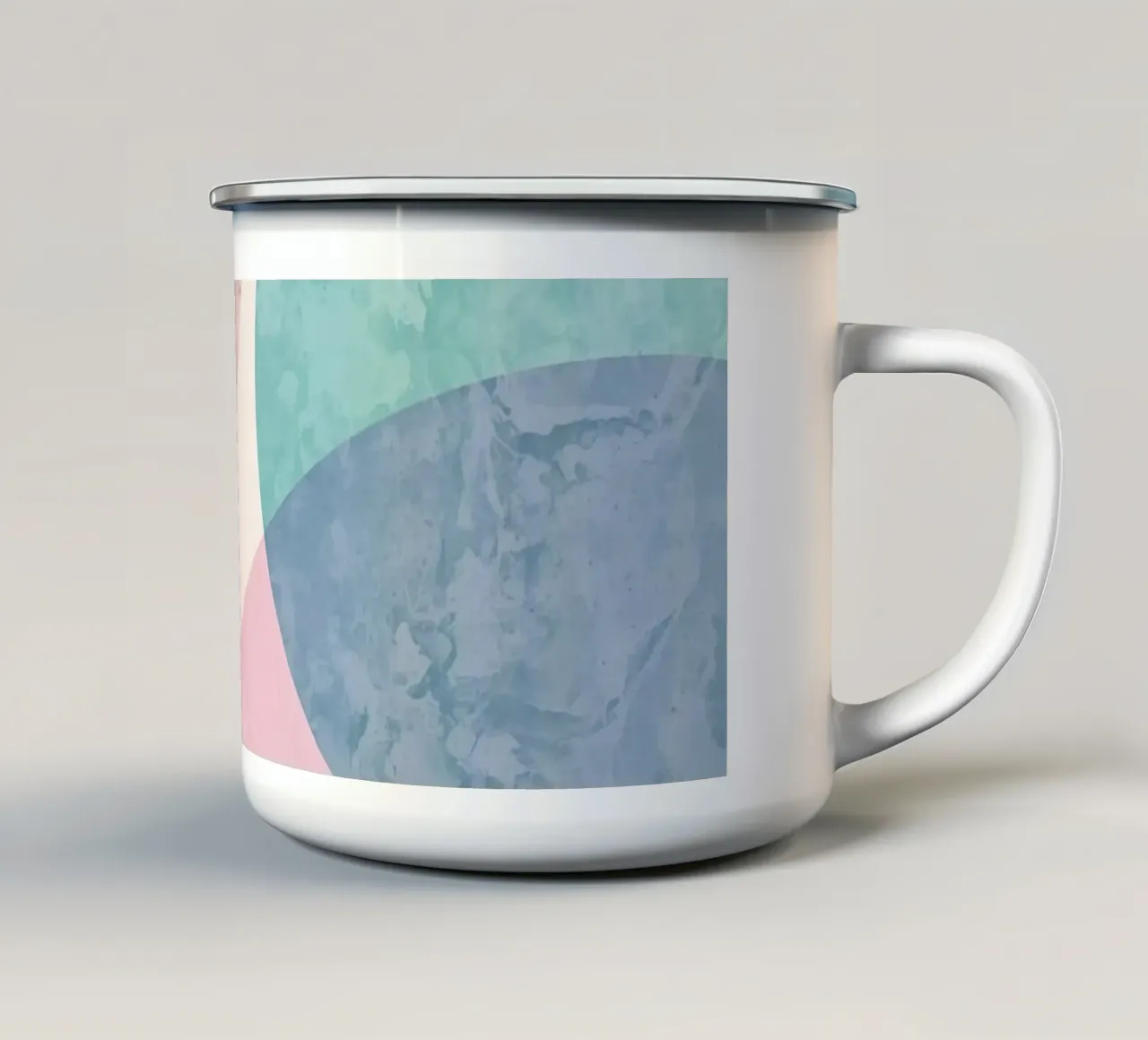 Abstracte cirkels met gestructureerde pastelkleuren emaille mok van DesignDoodle