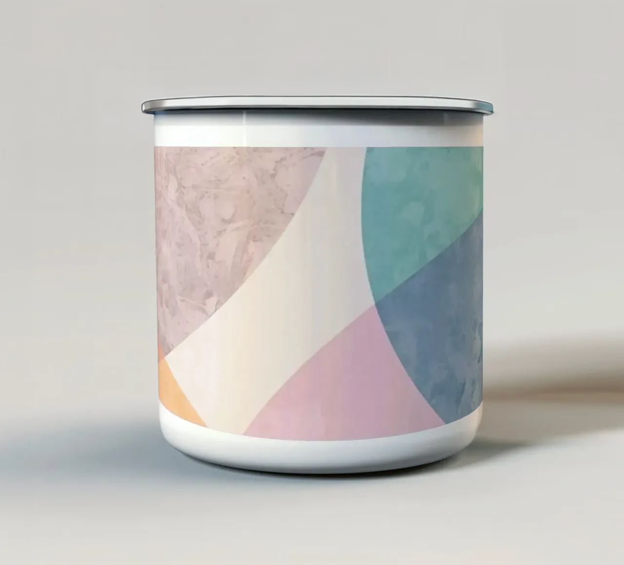 Abstracte cirkels met gestructureerde pastelkleuren emaille mok van DesignDoodle