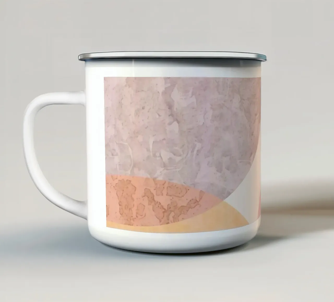 Abstracte cirkels met gestructureerde pastelkleuren emaille mok van DesignDoodle