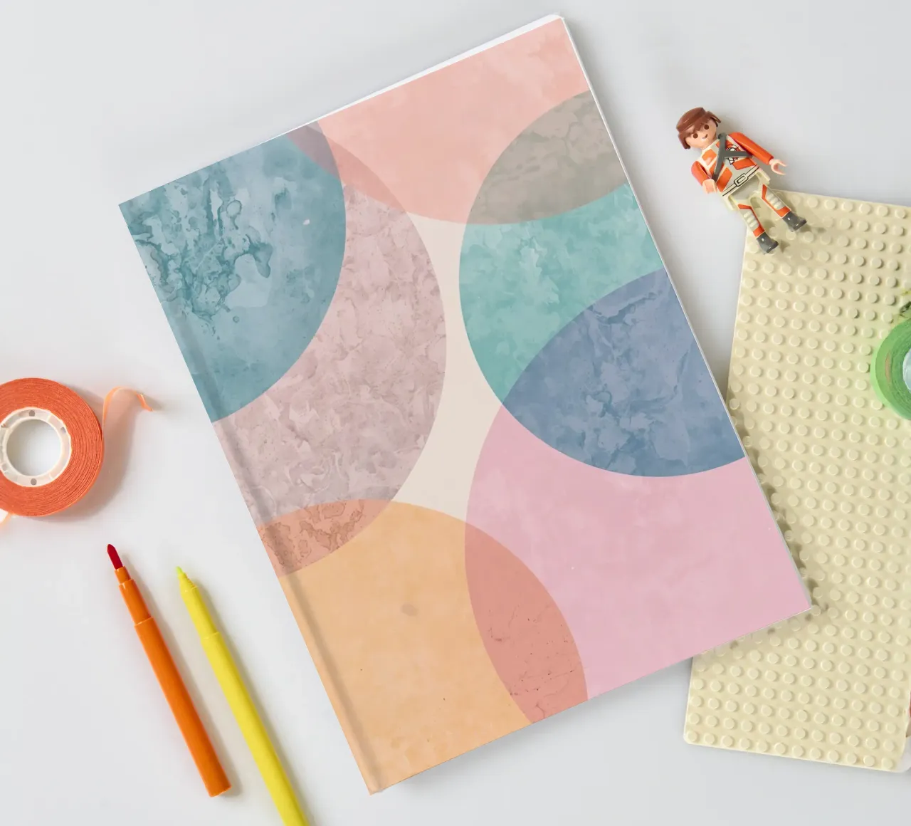 Abstract Circles with Textured Pastel Colors notebook by DesignDoodle