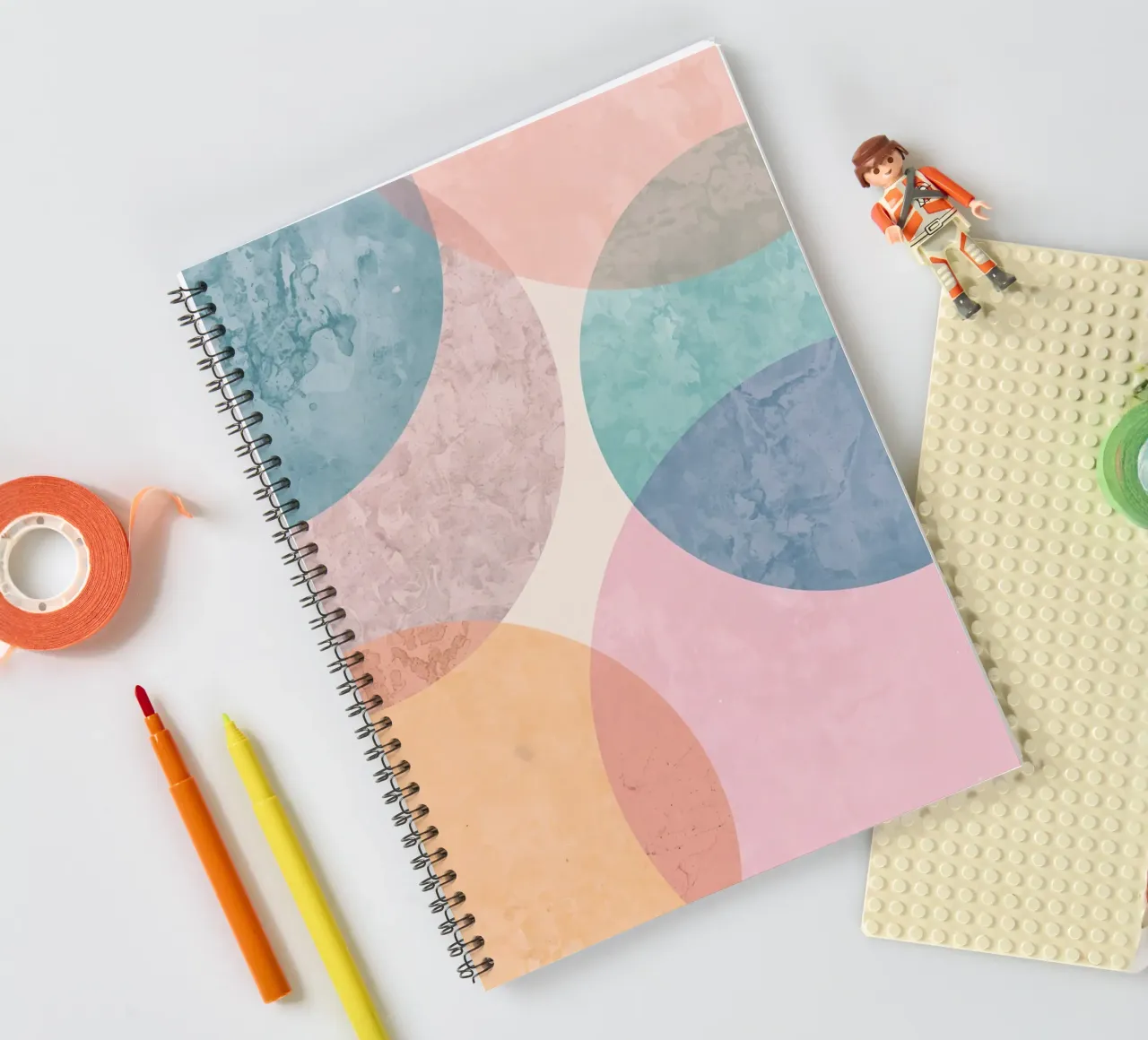 Abstract Circles with Textured Pastel Colors spiral notebook by DesignDoodle