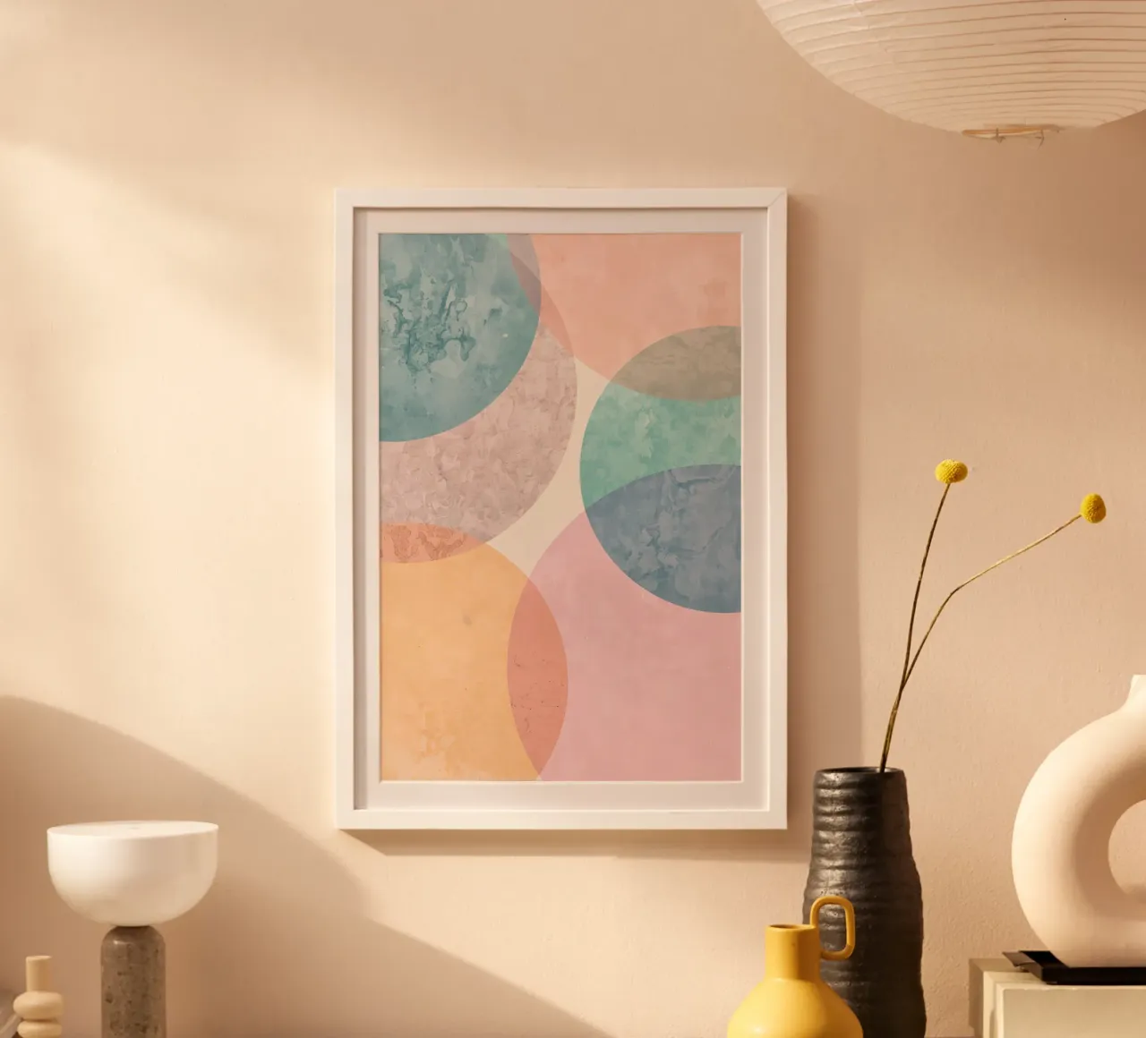 Abstract Circles with Textured Pastel Colors hahnemühle by DesignDoodle