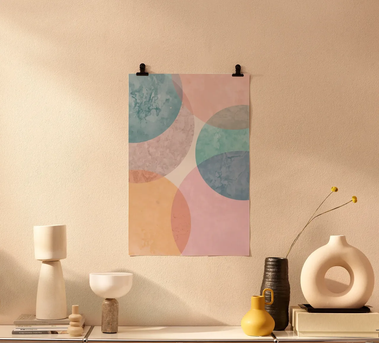 Abstract Circles with Textured Pastel Colors hahnemühle by DesignDoodle